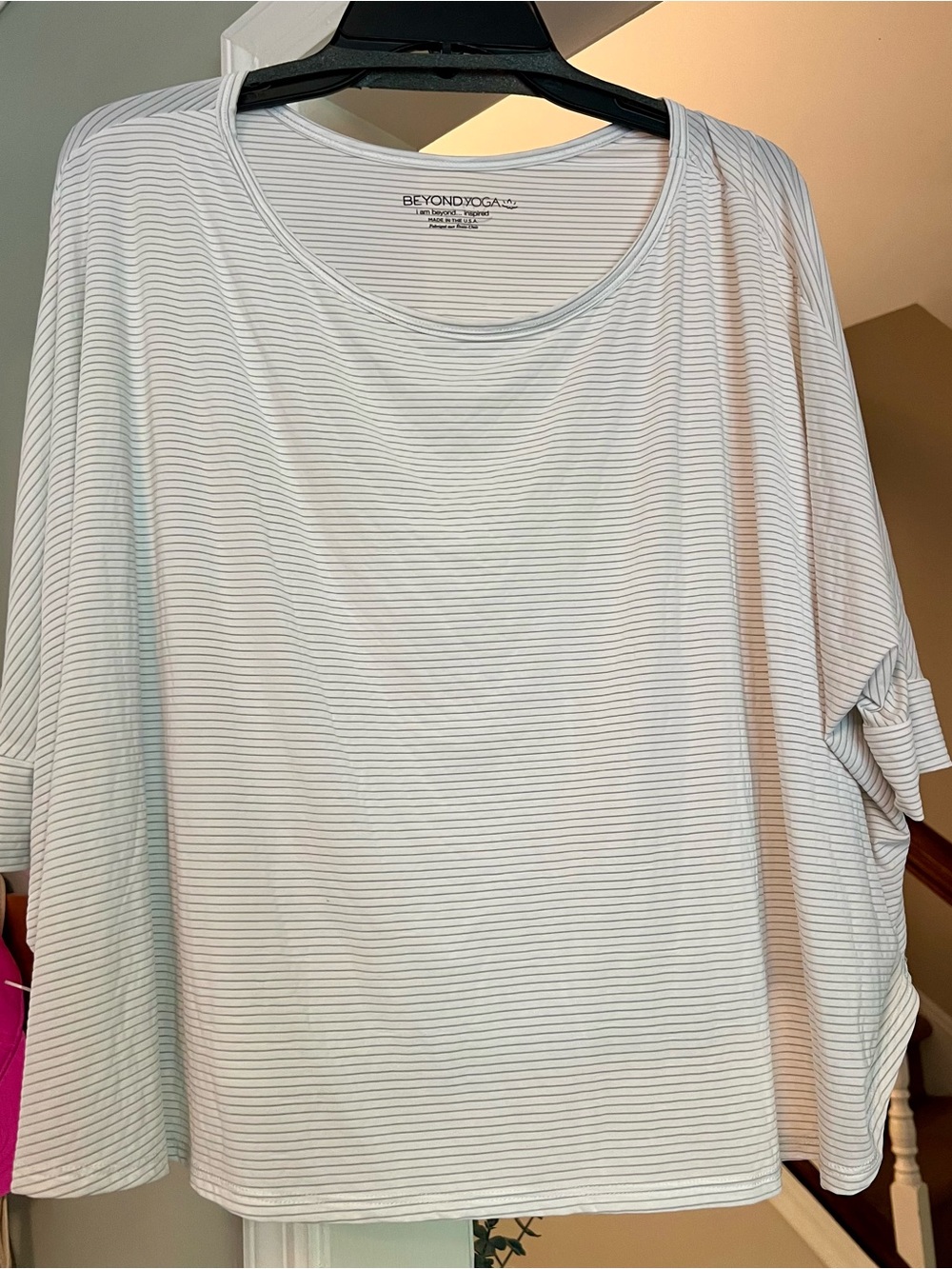 Beyond Yoga Women's White Striped Crop Top